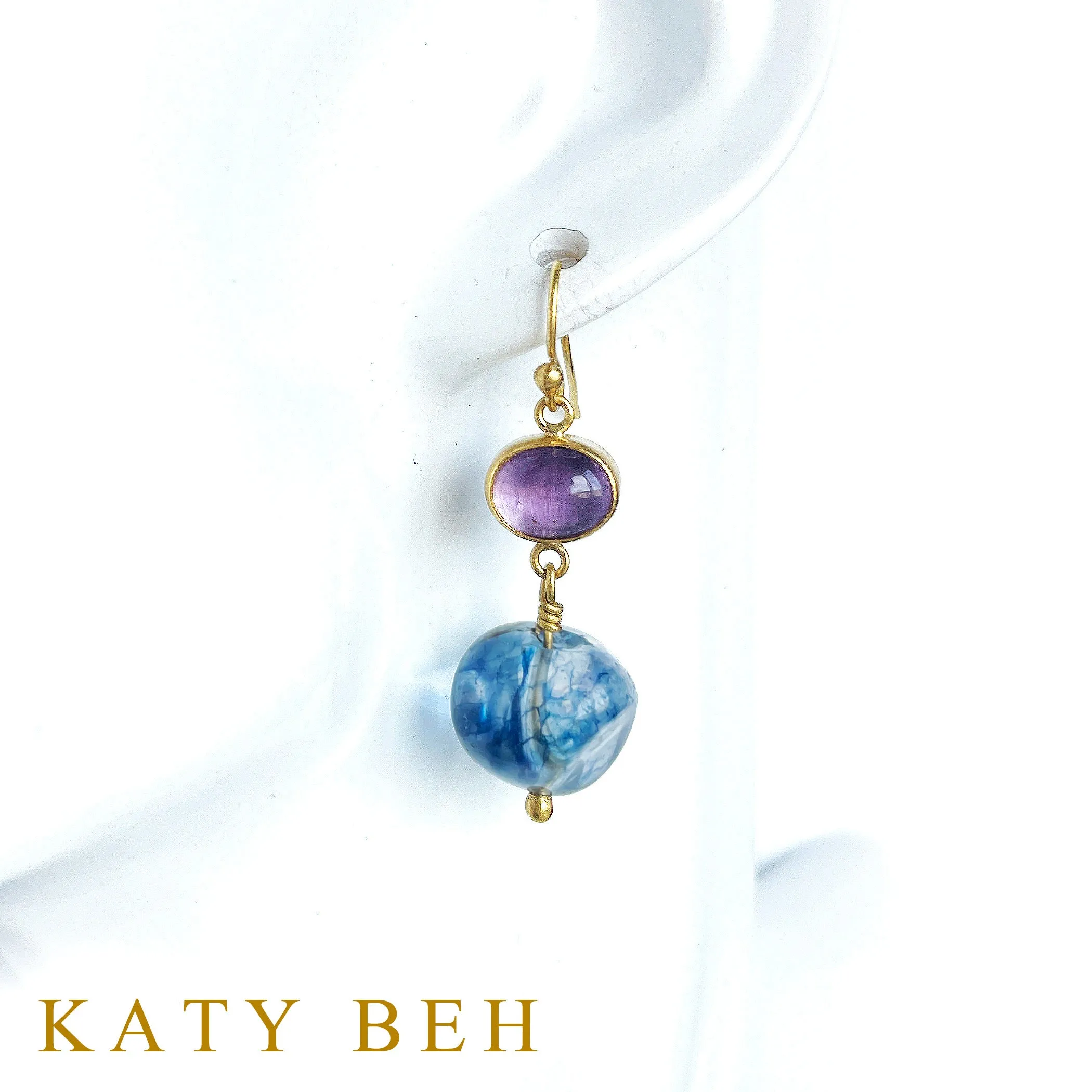 Thora Amethyst and Blue Tourmaline Quartz Earrings