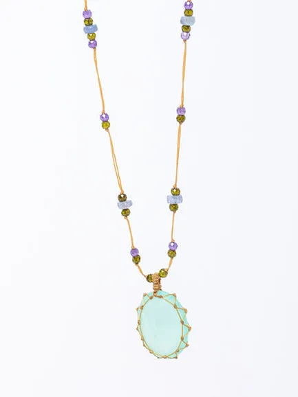 Tibetan Necklace - Chalcedony Blue
