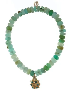 Turquoise Ladybug Charm Opal Bead Bracelet