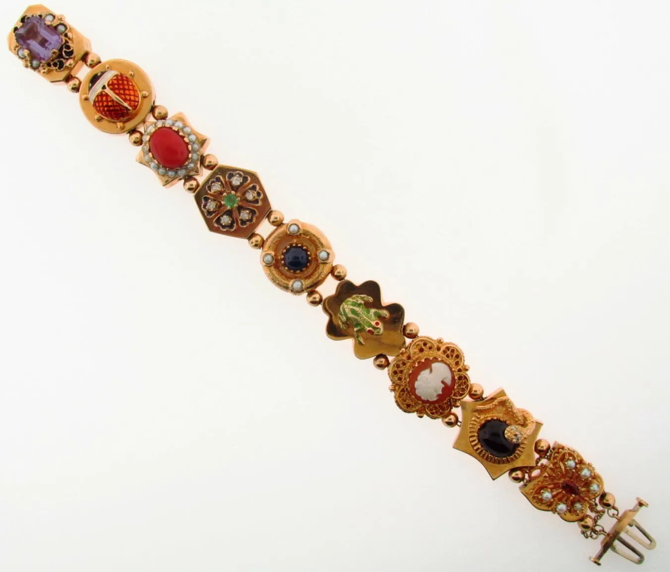 Victorian, 14K Yellow Gold Enamel Bracelet