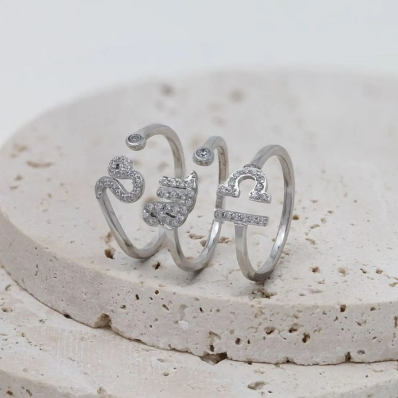 Virgo Ring with CZ Stones - Silver