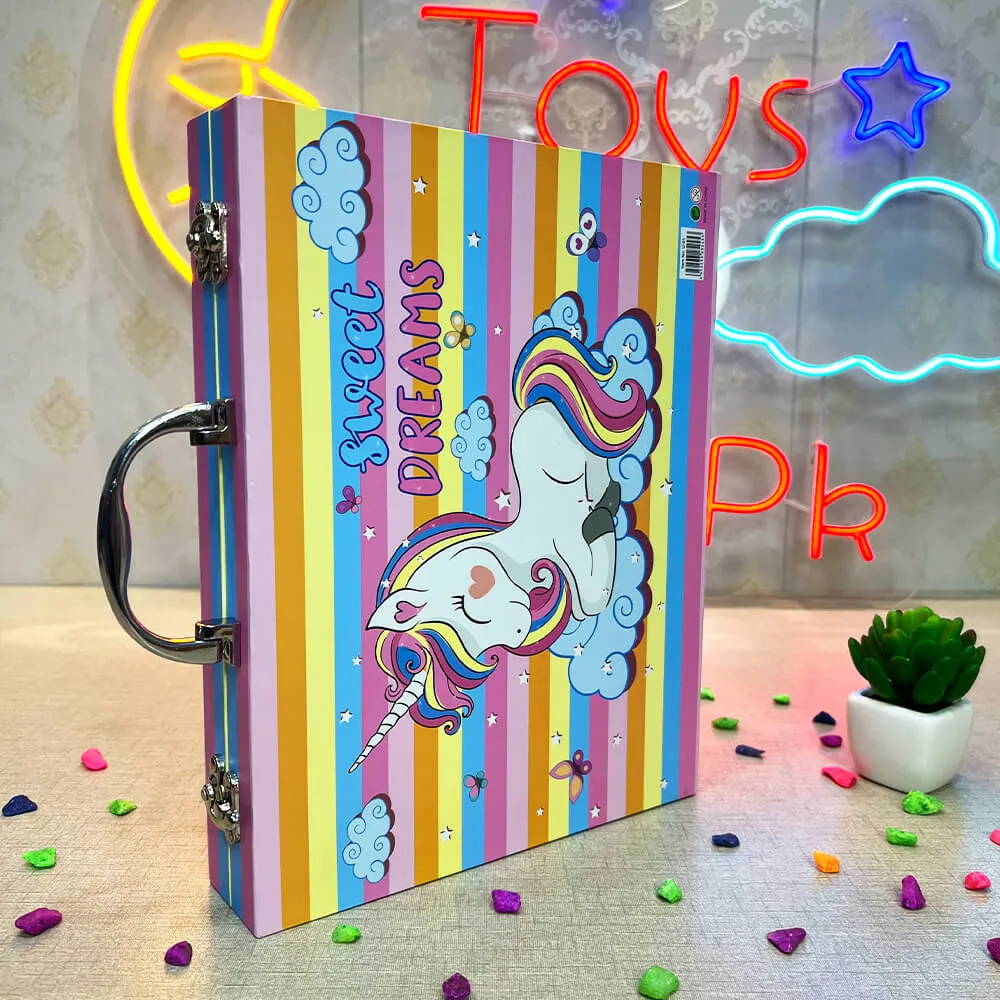 WOODEN PAINTED & COLORS ART SUIT CASE